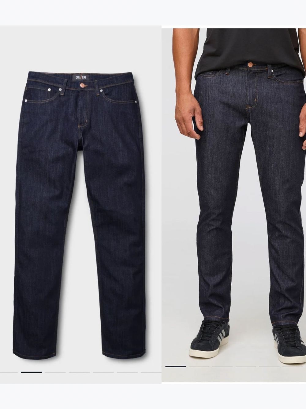 DU/ER Performance Denim Relaxed Taper Jean Dark Wash Stretch Slim Fit 36x30